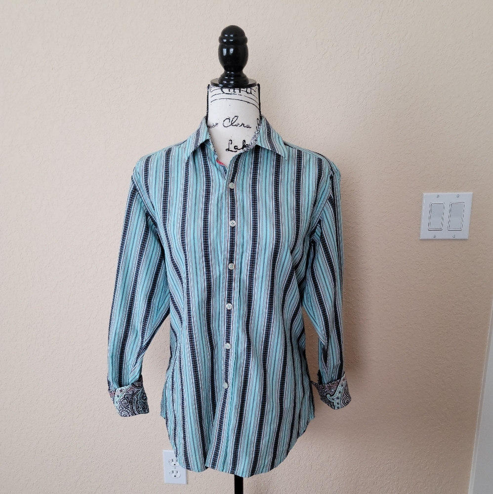 Robert Graham Stripped Button Down, Size Small - image 1